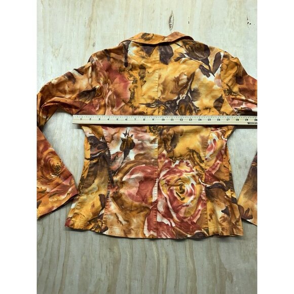 Oltre Women’s Fall Blazer Made In Italy US 6 Cotton Thanksgiving Oranges Pumpkin - Picture 6 of 6